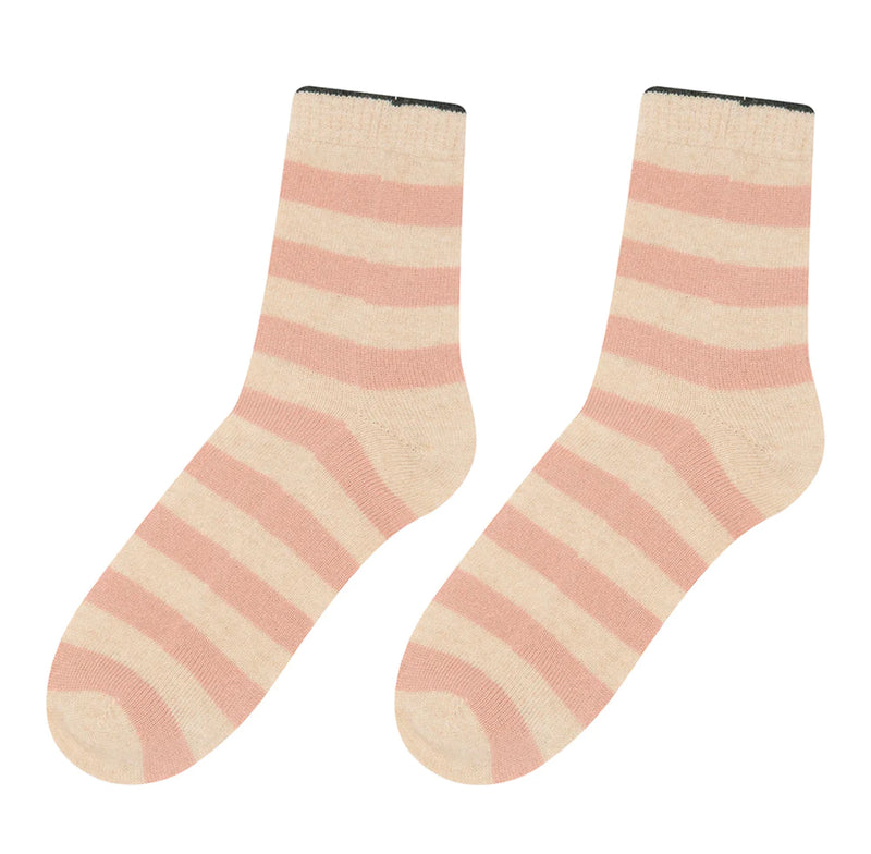 Cashmere Socks - Striped - Oatmeal / Nude