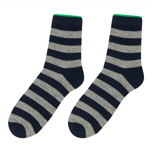 Cashmere Socks - Striped - Navy/ Grey