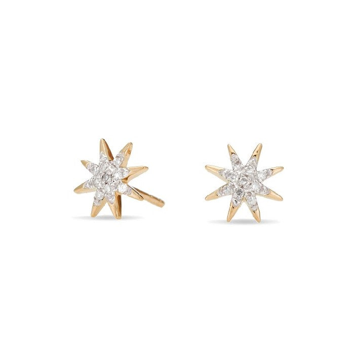 Solid Pave Starburst Posts Earrings